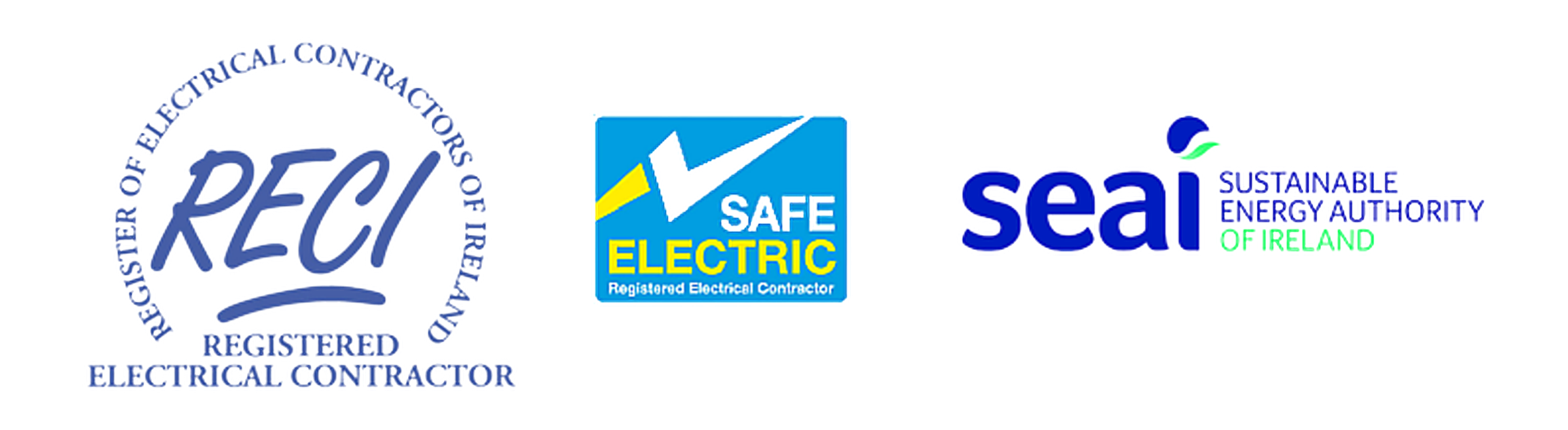 RECI, Safe Electric and SEAI certification logos