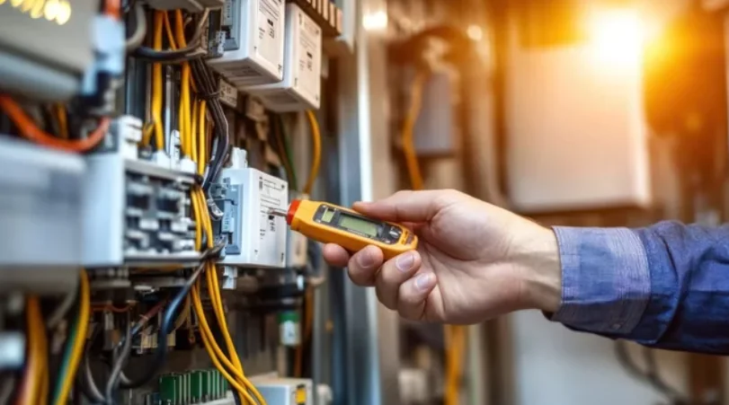 Electrician testing an electrical installation