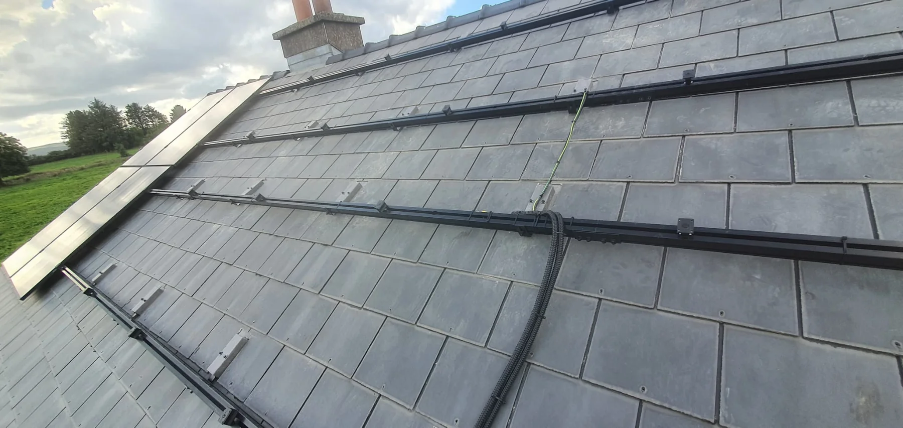 Solar PV mounting rails during installation